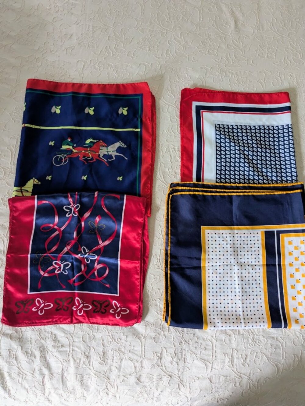 Beautiful Set of Blue, Red & White Coloured Scarves